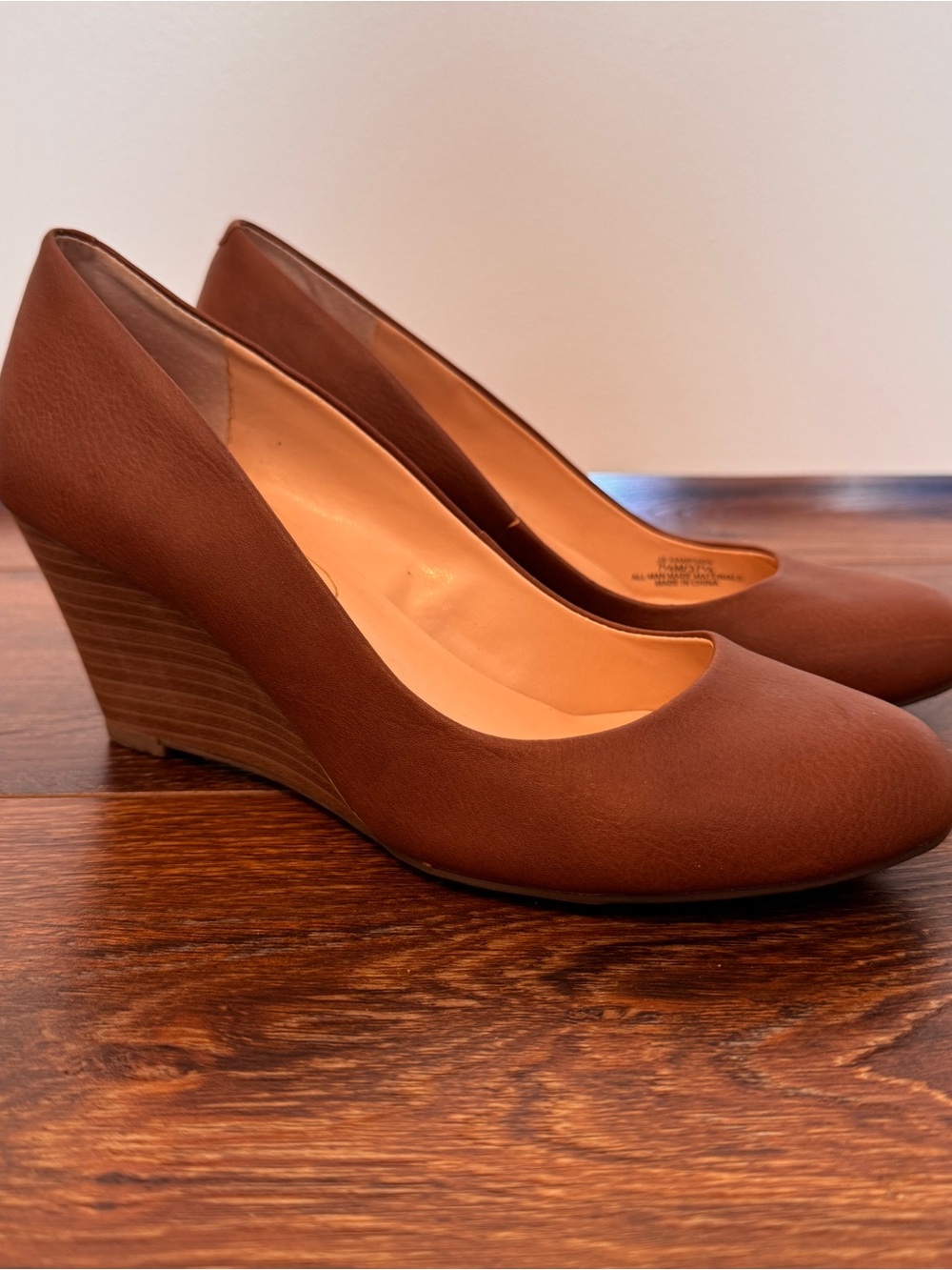 Jessica Simpson Brown Leather Wedge Pumps